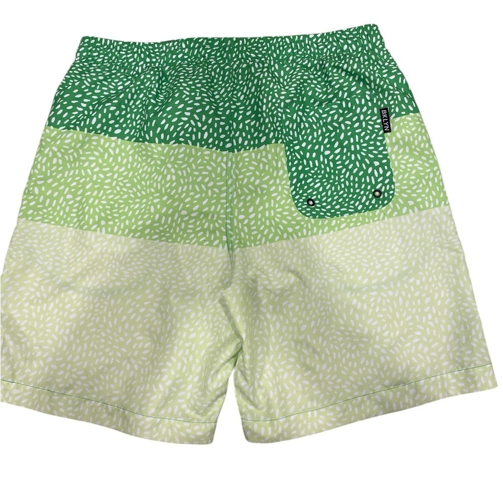 7" Spotted Stripes Swim Short, Green Swim Shorts,Men’s 2‎ pocket shorts,SZ M - Picture 7 of 8